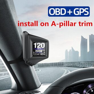 Obd + Gps Hud Smart Gauge Met 270 Graden Flip Screen A-stijl Bekleding Of Zet Dashboard Installeren duidelijke Fout Code Snelheidsmeter