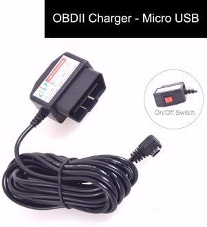 OBDII Oplaadkabel Micro USB Power Adapter met Schakelaar Knop-16Pin OBD2 Connector Direct Oplader voor GPS Tablet E -hond Telefoon