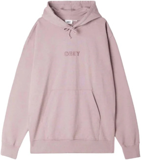 Obey Gerecyclede hoodie met geborduurd logo Obey , Pink , Heren