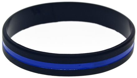 Obh 1Pc Geel Groen Rood En Blauw Lijn Siliconen Polsbandje Eenvoudige Decoratie Logo Volwassen Grootte zwart blauw