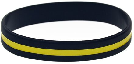 Obh 1Pc Geel Groen Rood En Blauw Lijn Siliconen Polsbandje Eenvoudige Decoratie Logo Volwassen Grootte zwart geel