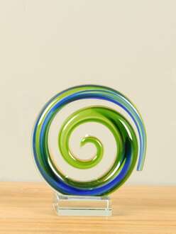 Object glas spiraal blauw/groen, 16 cm