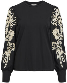 Object Objcaroline joana l/s top e div Zwart