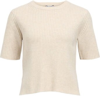 Object Objelva 2/4 re o-neck knit noos Wit - XL