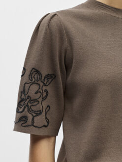 Object Objflora 2/4 re knit pullover 143 Bruin - L