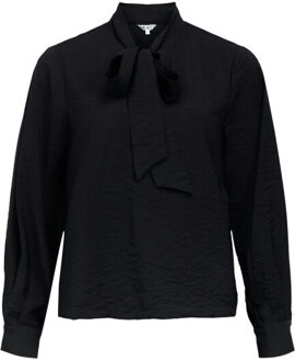 Object Objjacira l/s re bow shirt noos - maat 38 Zwart
