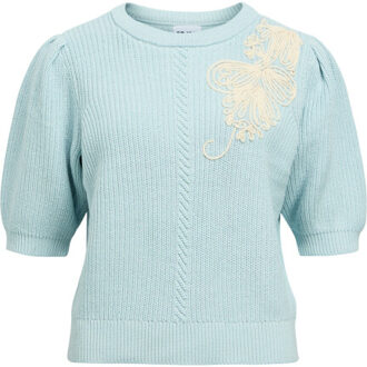 Object Objstar s/s re knit pullover 143 Blauw - L