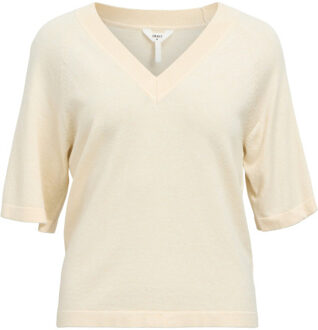 Object Objthess 2/4 lo v-neck knit top noo - maat L Beige