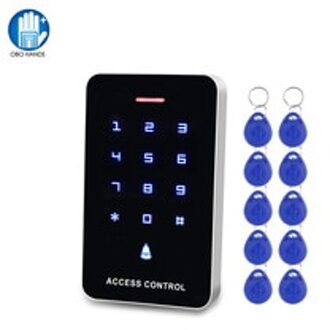 Obo Touch Panel Toegangscontrole Toetsenbord Rfid Reader Toetsenbord Toegang Controller WG26 Deurbel Knop + 10Pcs EM4100 Keyfobs tags