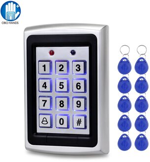 Obo Waterdichte Metalen Rfid Toegangscontrole Toetsenbord Reader Board + 10 Stuks Sleutelaanhangers Voor Rfid Deur Toegangscontrole Systeem WG26 Backlight