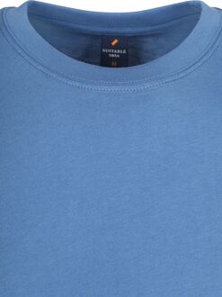 Obra T-Shirt Hoge Ronde Hals Mid Blauw 2-Pack - L,M,XL,XXL