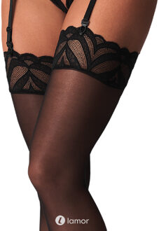 Obsessive zwarte jarretelkousen, Lecille - Maat: S/M