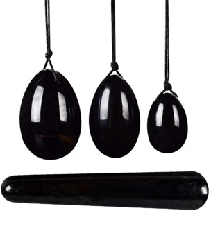 Obsidian Yoni Egg Massage Ball Set Natural Black Crystal Women Kegel Ball Massager Vaginal Muscles Tighten Exercise Jade Egg