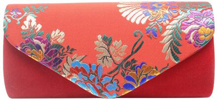 Ocardian Handtassen Vrouwen Tas Cross Body Avondtassen Koppelingen Chinese Stijl Borduurwerk Cocktail Party Ketting A30 rood