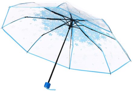 Ocardian Paraplu Transparant Clear Paraplu Kersenbloesem Paddestoel 3 Fold Paraplu Paraguas Parapluie Guarda Chuva Sombrilla Blauw