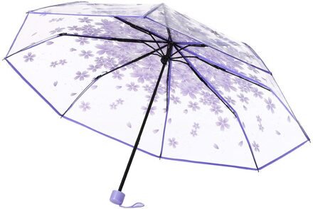 Ocardian Paraplu Transparant Clear Paraplu Kersenbloesem Paddestoel 3 Fold Paraplu Paraguas Parapluie Guarda Chuva Sombrilla Paars