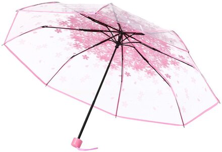 Ocardian Paraplu Transparant Clear Paraplu Kersenbloesem Paddestoel 3 Fold Paraplu Paraguas Parapluie Guarda Chuva Sombrilla Roze