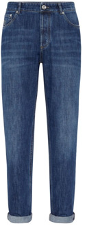 Ocean Blue Tapered Jeans Brunello Cucinelli , Blue , Heren - XS