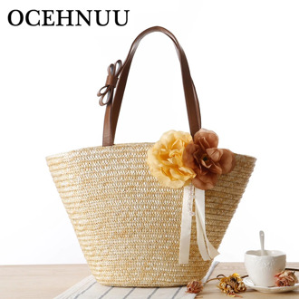OCEHNUU Casual Summer Women Handbags Shoulder Bag Vacation Zipper Straw Beach Bags Weave Ladies Hand Bags 2020 Flowers Bolsos