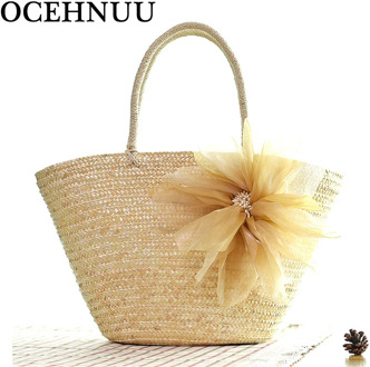 OCEHNUU New Arrival 2020 Summer Beach Bags Women Straw Handbags Colorful Large Capacity Big Zipper Casual Bags For Ladies Travel