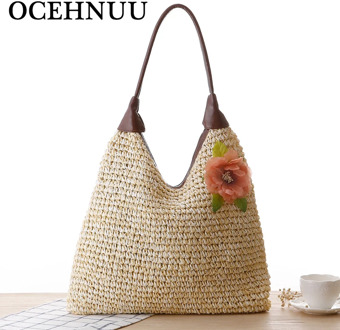 OCEHNUU Summer Vacation Women Beach Bags straw Totes Bag 2020 Bolsa Feminina Big Fashion Women's Bags Shoulder Bag Flower Zipper