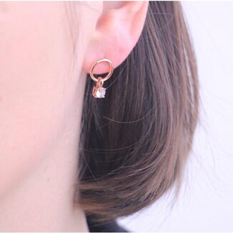 Octavia oorbellen - Oostenrijks kristal - maat Wit en roségoud