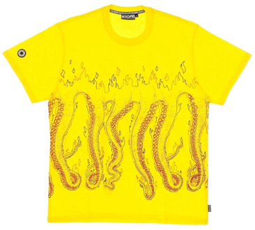 Octopus More Fire Tee - Streetwear Collectie Octopus , Yellow , Heren - Xl,L,Xs