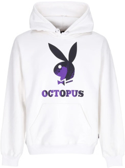 Octopus Playboy Logo Hoodie Wit Streetwear Octopus , White , Heren - L,S,Xs
