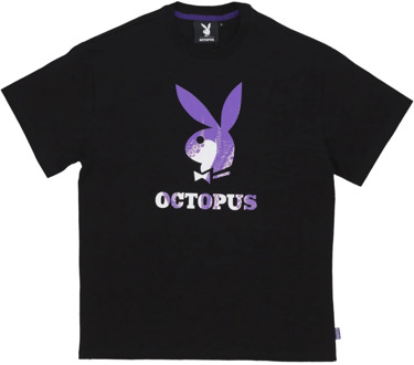 Octopus Playboy Logo Tee Streetwear Zwart Octopus , Black , Heren - Xl,L,M,S