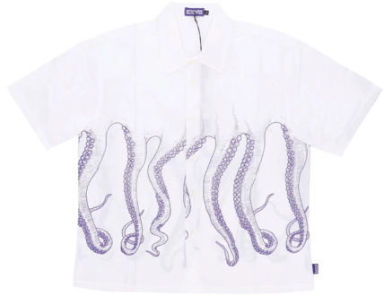 Octopus Short Sleeve Shirts Octopus , White , Heren - XL