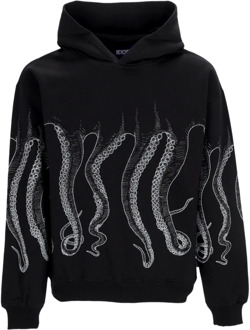 Octopus Zwarte Outline Hoodie Streetwear Octopus , Black , Heren - XL