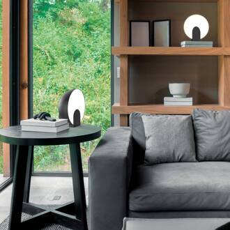 Óculo LED tafellamp, zwart, Ø 20 cm, metaal, indirect zwart, wit