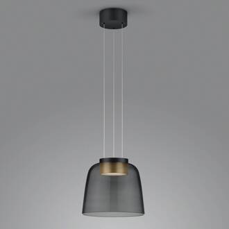 Oda hanglamp zwart/goud glazen kap zwart glanzend, goud, rookgrijs-transparant