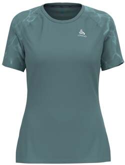 ODLO Essential Print Crew Neck Hardloopshirt Dames blaugrau - M,L