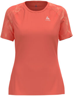 ODLO Essential Print Crew Neck Hardloopshirt Dames oranje - L