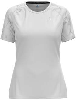 ODLO Essential Print Crew Neck Hardloopshirt Dames-Wit - XS