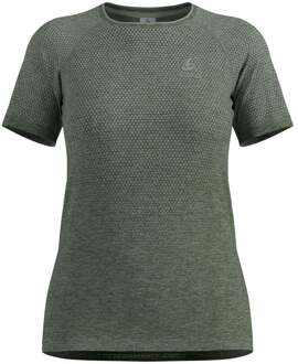 ODLO Essential Seamless Hardloopshirt Dames-olijf - XS
