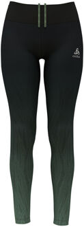 ODLO Print Tight Dames-Zwart,Groen - L