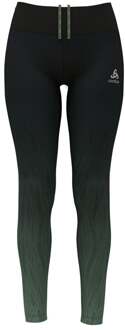 ODLO Print Tight Dames-Zwart,Groen - L