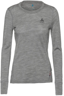 ODLO Suw Top Crew Neck L/S Natural 100% Merino Warm Dames Thermoshirt - Grey Melange - Maat XL