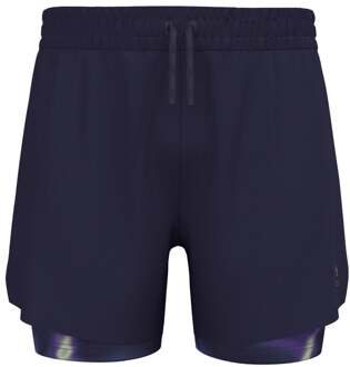ODLO Zeroweight Print 5in 2in1 Hardloopshorts Heren-Donkerblauw - S