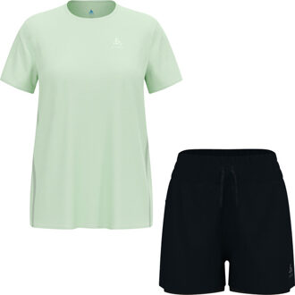 ODLO Zeroweight Shirt 2in1 Short Set Dames groen