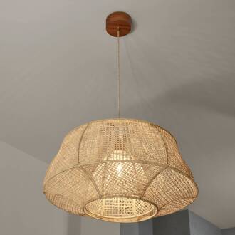 Odyssée hanglamp, palmvezel, Ø 78 cm natuurlijk beige, donker hout