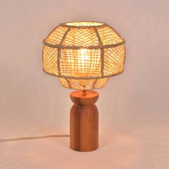 Odyssée tafellamp, hoogte 43cm natuurlijk beige, donker hout