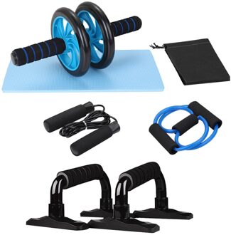 Oefening Tool Set Push-Up Bar Abdominale Power Wiel Roller Jump Rope Oefening Mat Grip Sterkte Apparaat 8 Elastische trainer Thuis Beige