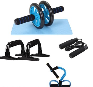 Oefening Tool Set Push-Up Bar Abdominale Power Wiel Roller Jump Rope Oefening Mat Grip Sterkte Apparaat 8 Elastische trainer Thuis Bruin