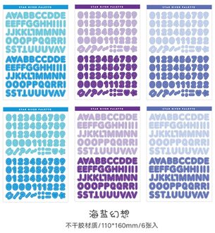 Oein 6 Lakens Alfabet Stickers Zelfklevende Brief Stickers haiyanhuanxiang