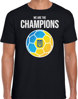 Oekraine EK/ WK supporter t-shirt - we are the champions met Oekrainse voetbal - zwart - heren - kleding / shirt XL
