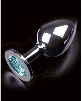 OEM Dolce Piccante - Zilveren Metalen Buttplug 4 cm Lichtblauw - GEEN