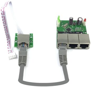 Oem Fabriek Direct Mini Snelle 10 / 100 Mbps 3-Poort Ethernet Netwerk Lan Hub Switch Board Twee-layer Pcb 3 Rj45 5 V 12 V Hoofd Poort 3Transfer module